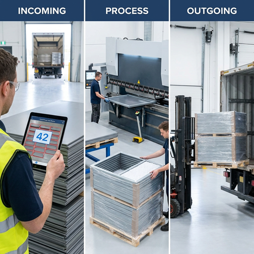 Automated quantity verification using the CountThings app of a bundled metal rods being prepared for loading on a warehouse.